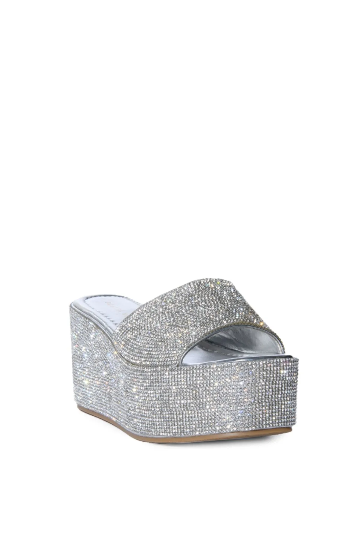 ARROW-SILVER CRYSTAL FLATFORM SANDAL