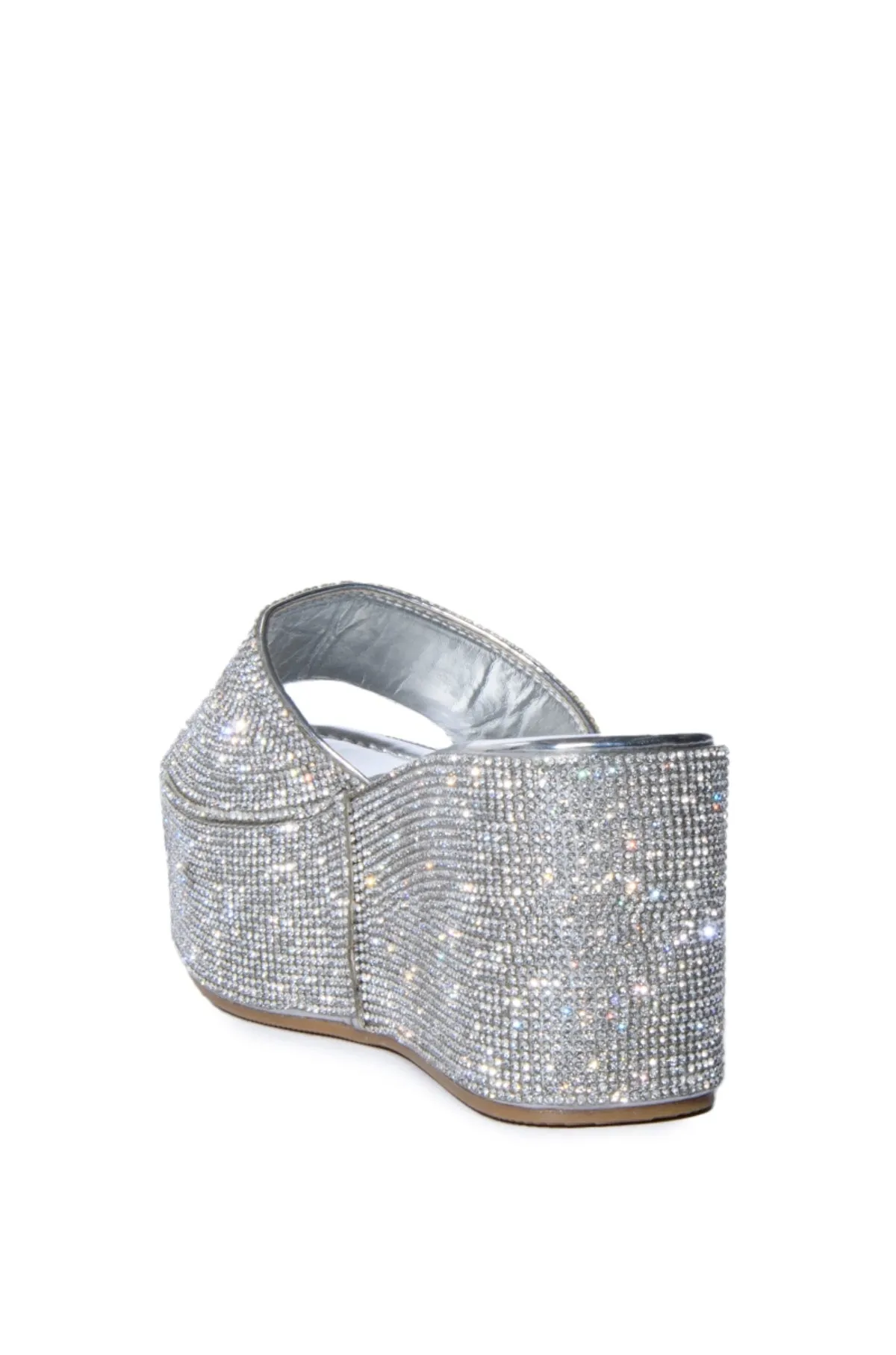 ARROW-SILVER CRYSTAL FLATFORM SANDAL