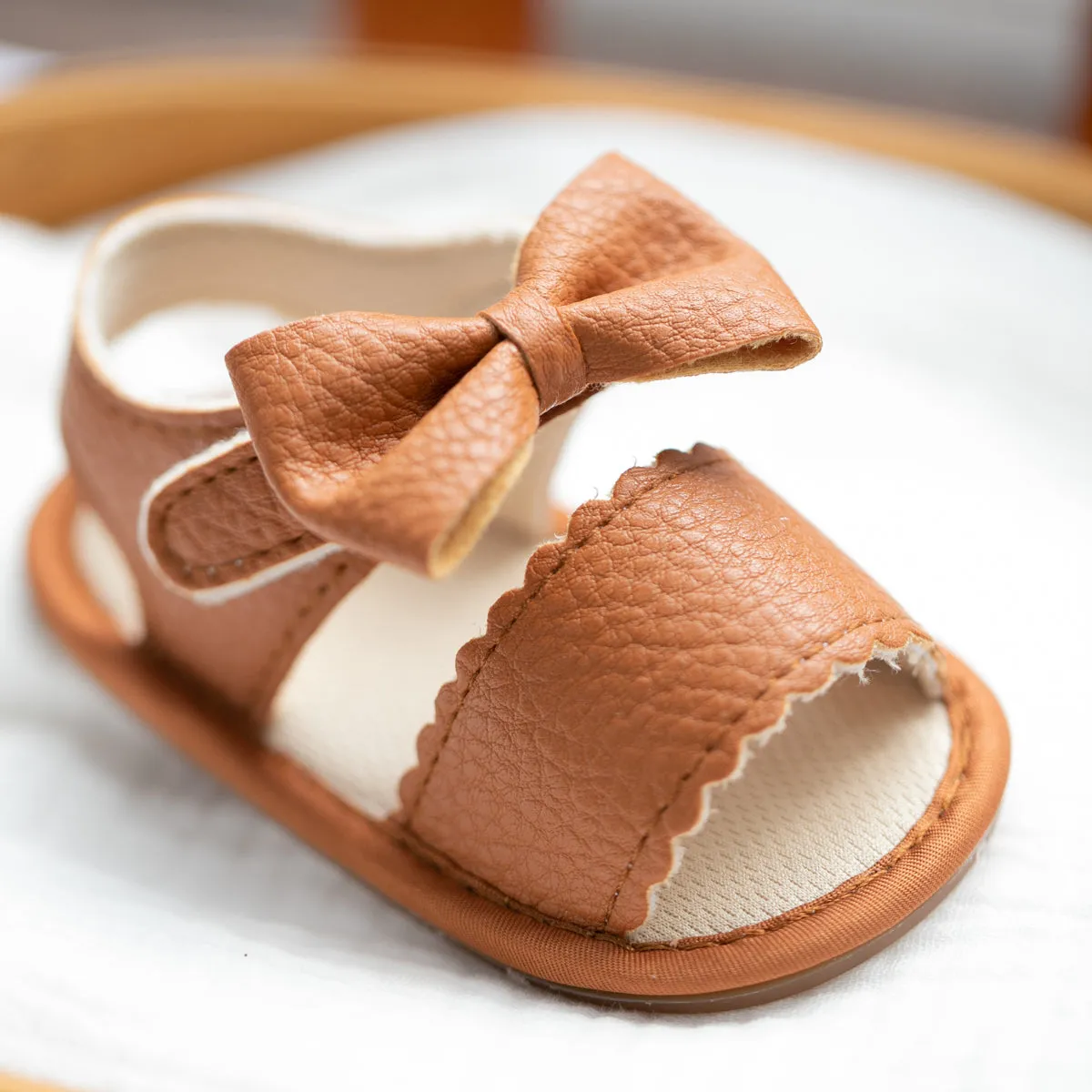 Baby / Toddler Solid Bowknot Velcro Closure Sandals