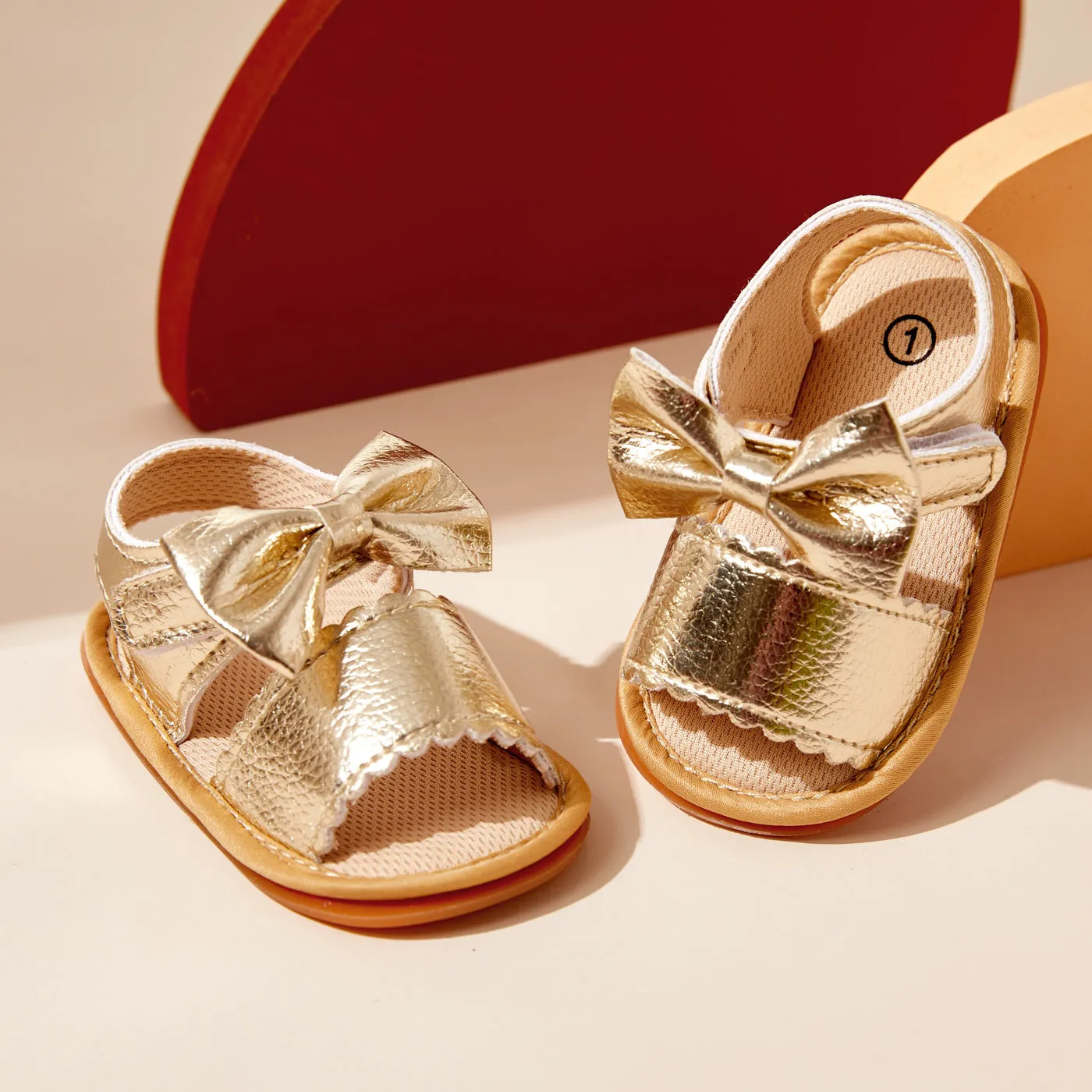Baby / Toddler Solid Bowknot Velcro Closure Sandals