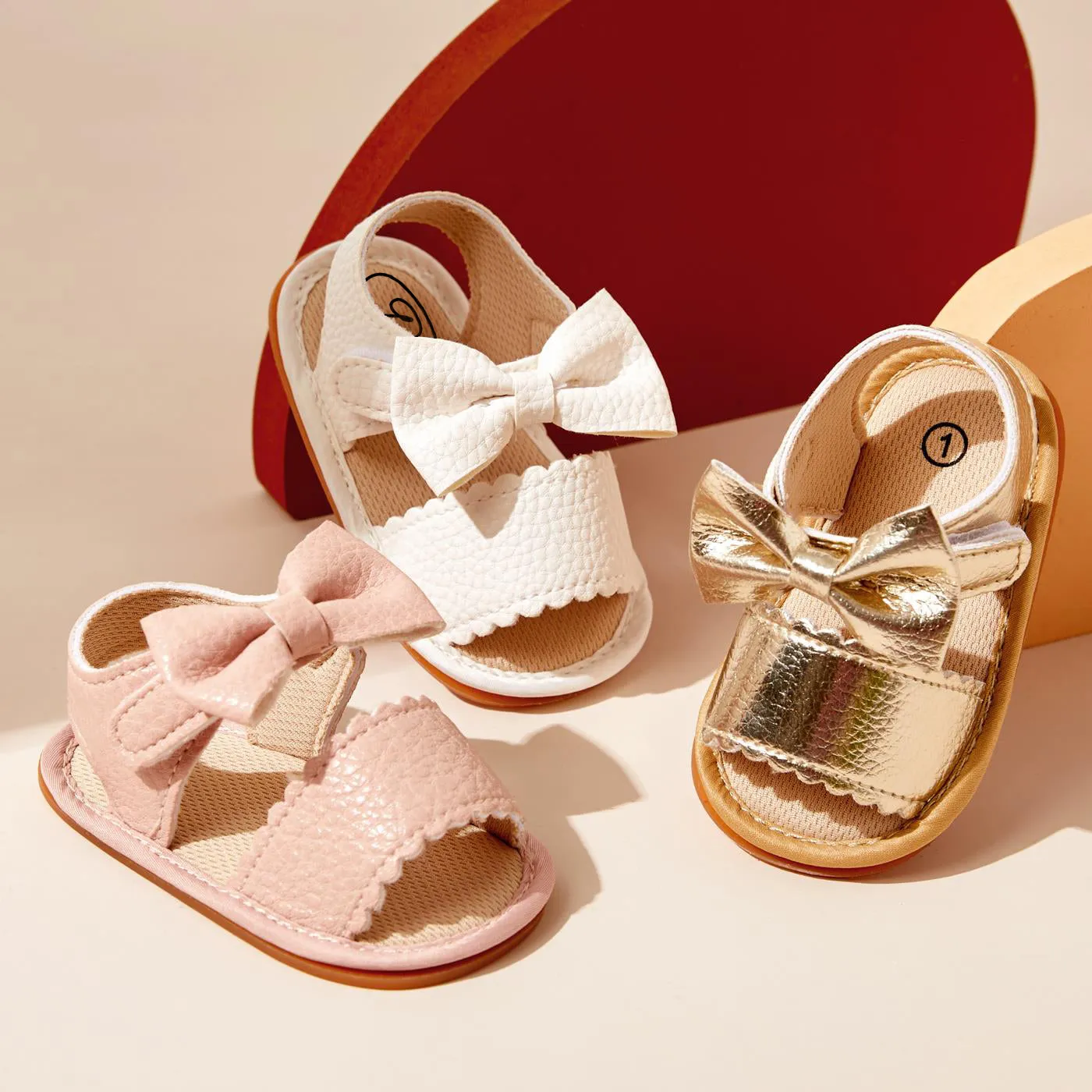 Baby / Toddler Solid Bowknot Velcro Closure Sandals