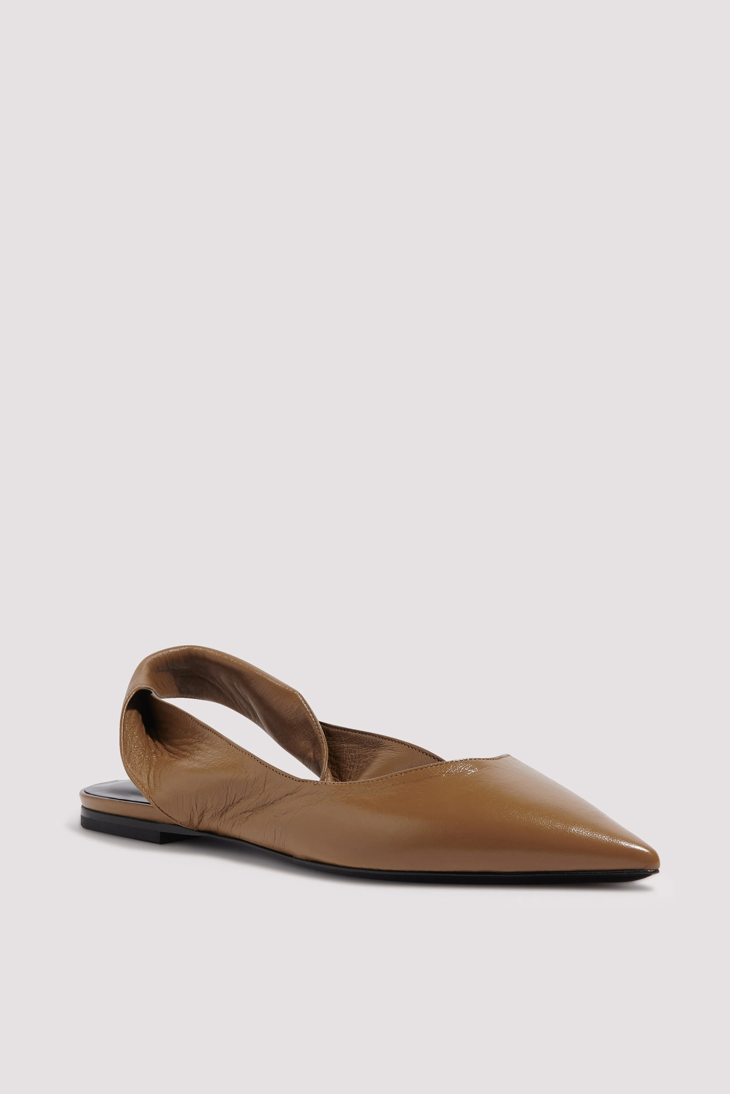 Beige Yasha Leather Flat Pumps