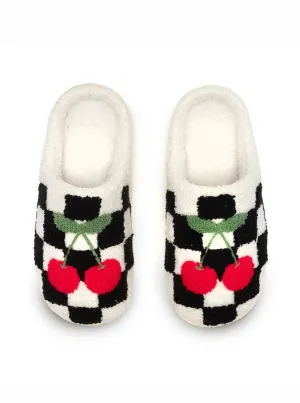 Black & White Checkered W/Cherries Slippers