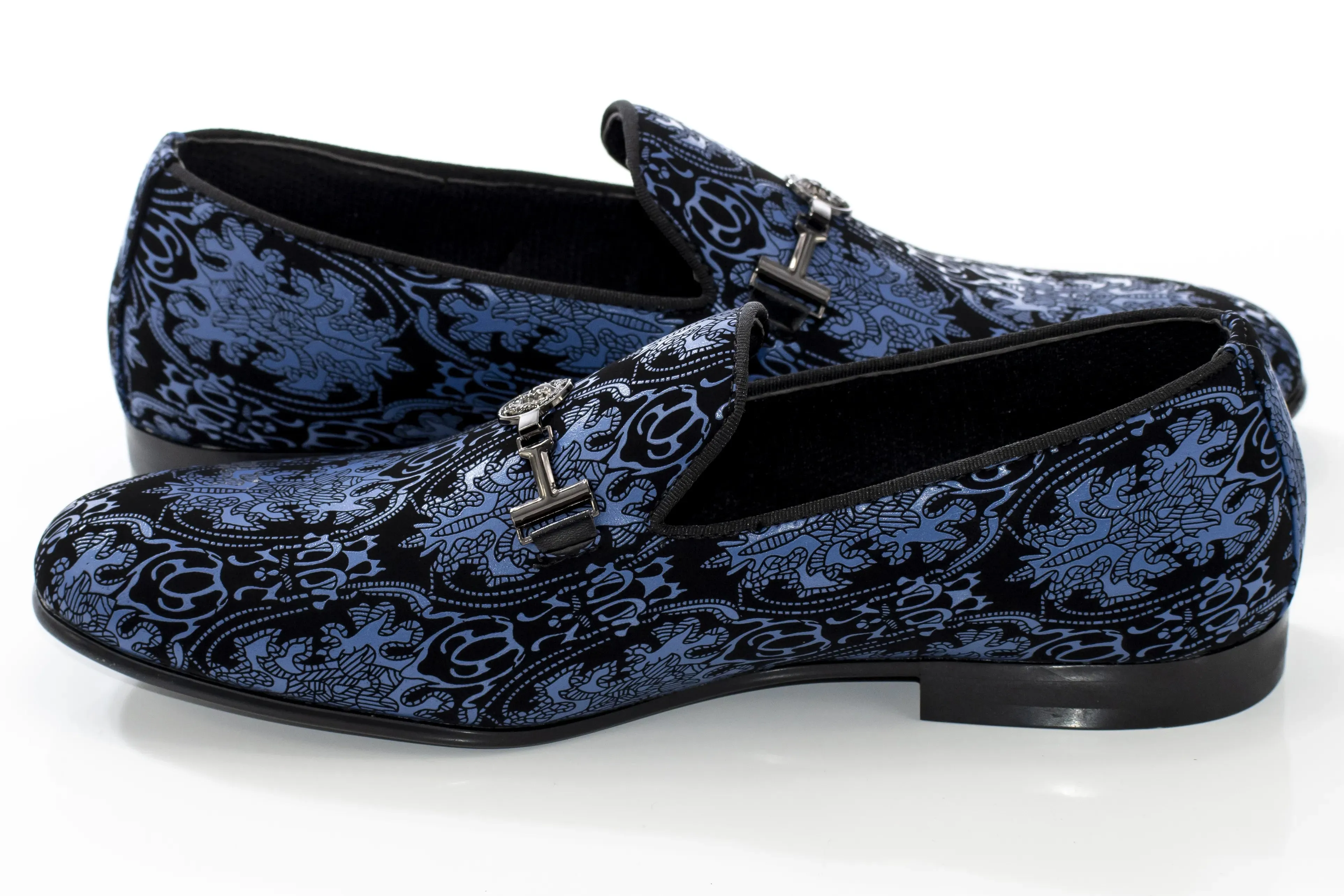 Blue Patterned Designer Bit Loafer