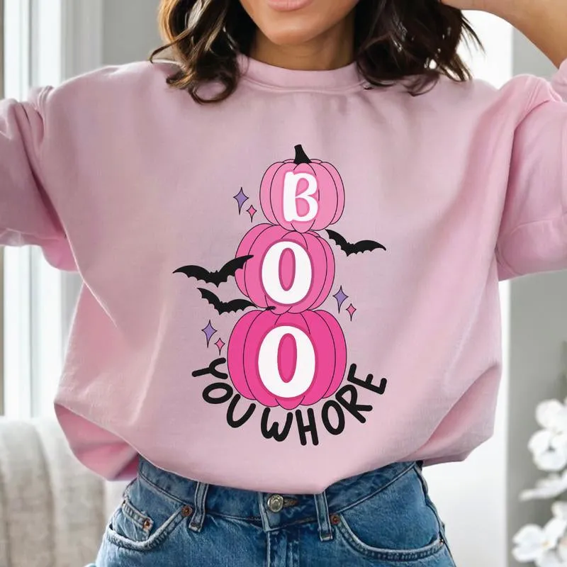 Boo You Whore Sweatshirt, Horror Movie Sweatshirt, Mean Girls Halloween Sweatshirt, Spooky Sweatshirt, Horror Bleached Sweatshirt, Pumpkin