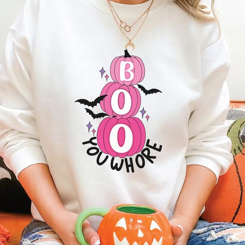 Boo You Whore Sweatshirt, Horror Movie Sweatshirt, Mean Girls Halloween Sweatshirt, Spooky Sweatshirt, Horror Bleached Sweatshirt, Pumpkin