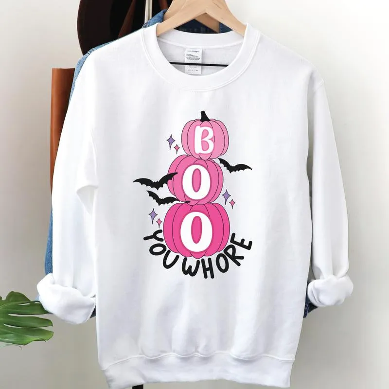 Boo You Whore Sweatshirt, Horror Movie Sweatshirt, Mean Girls Halloween Sweatshirt, Spooky Sweatshirt, Horror Bleached Sweatshirt, Pumpkin