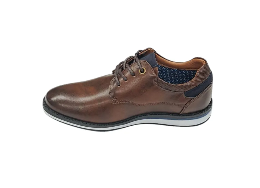 Boys Ninety 78 Laced Smart Casual Shoe - Brown