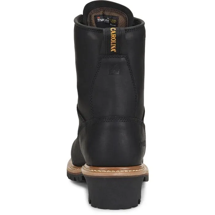 Carolina Men's Elm Black Insulated Waterproof Steel Toe Logger Boots CA5823
