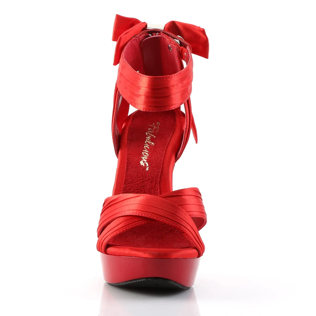 Criss Cross Pleated Straps Platform Red Sandals
