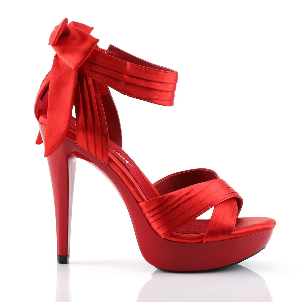 Criss Cross Pleated Straps Platform Red Sandals