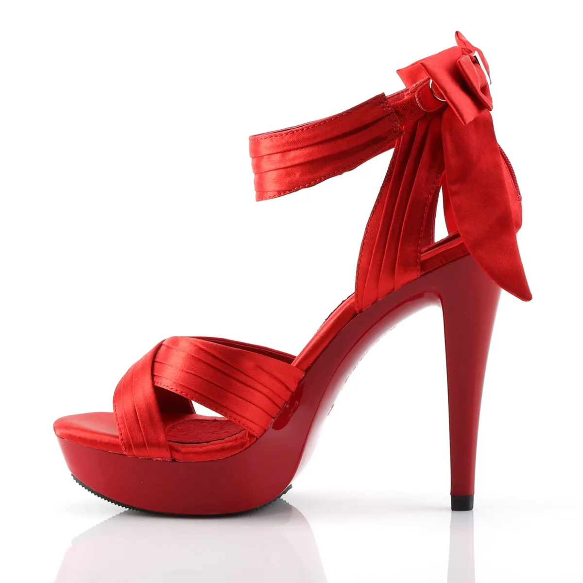 Criss Cross Pleated Straps Platform Red Sandals