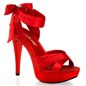 Criss Cross Pleated Straps Platform Red Sandals