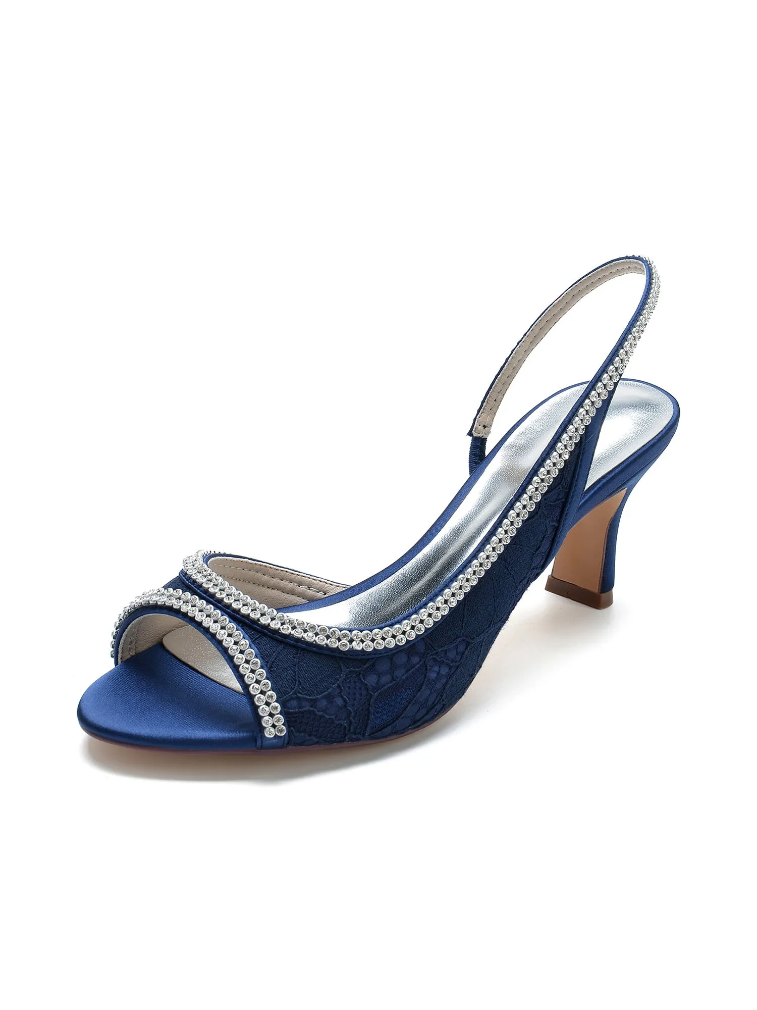 Crystal Embellished Peep Toe Slingback Sandals