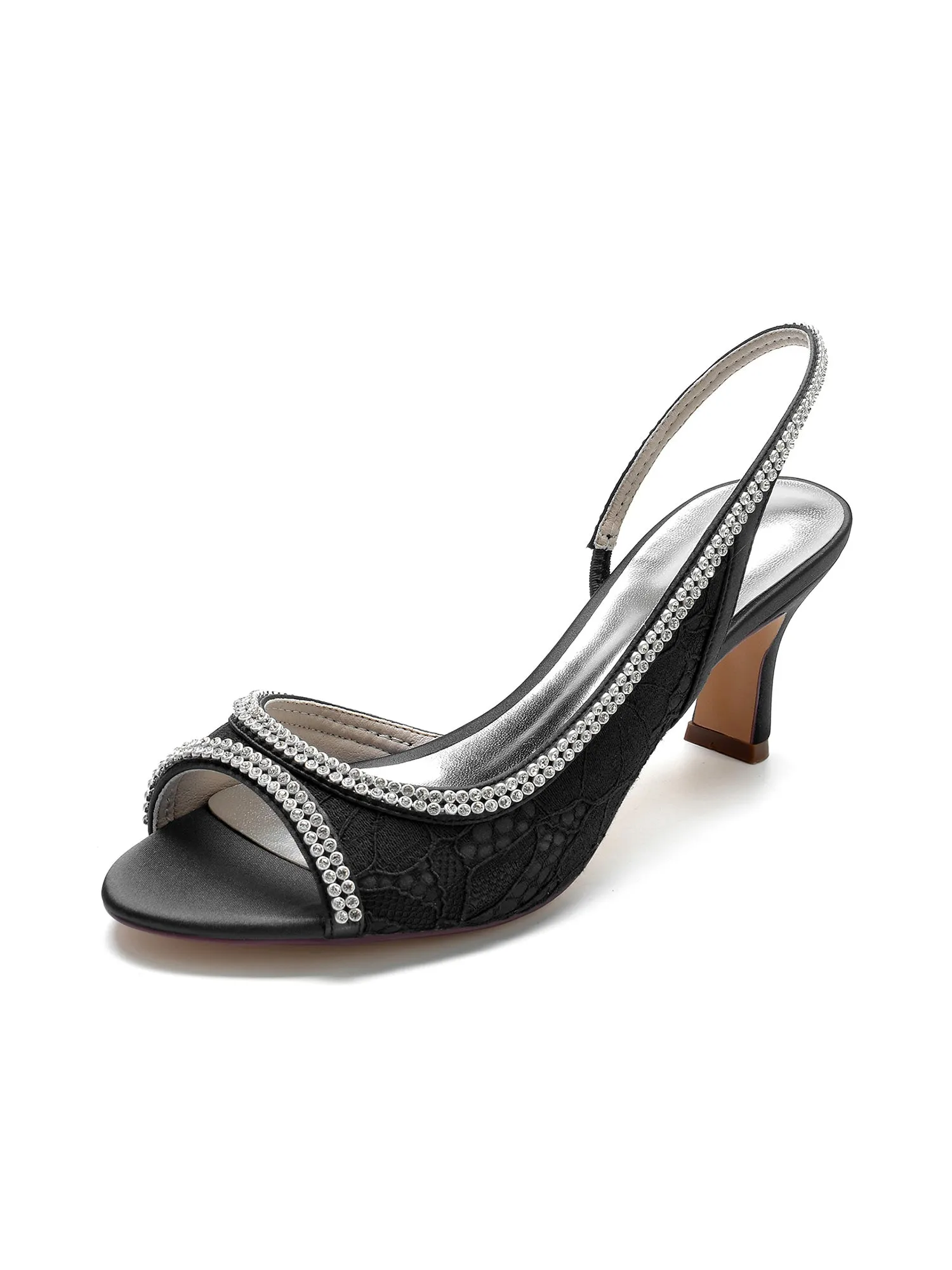 Crystal Embellished Peep Toe Slingback Sandals