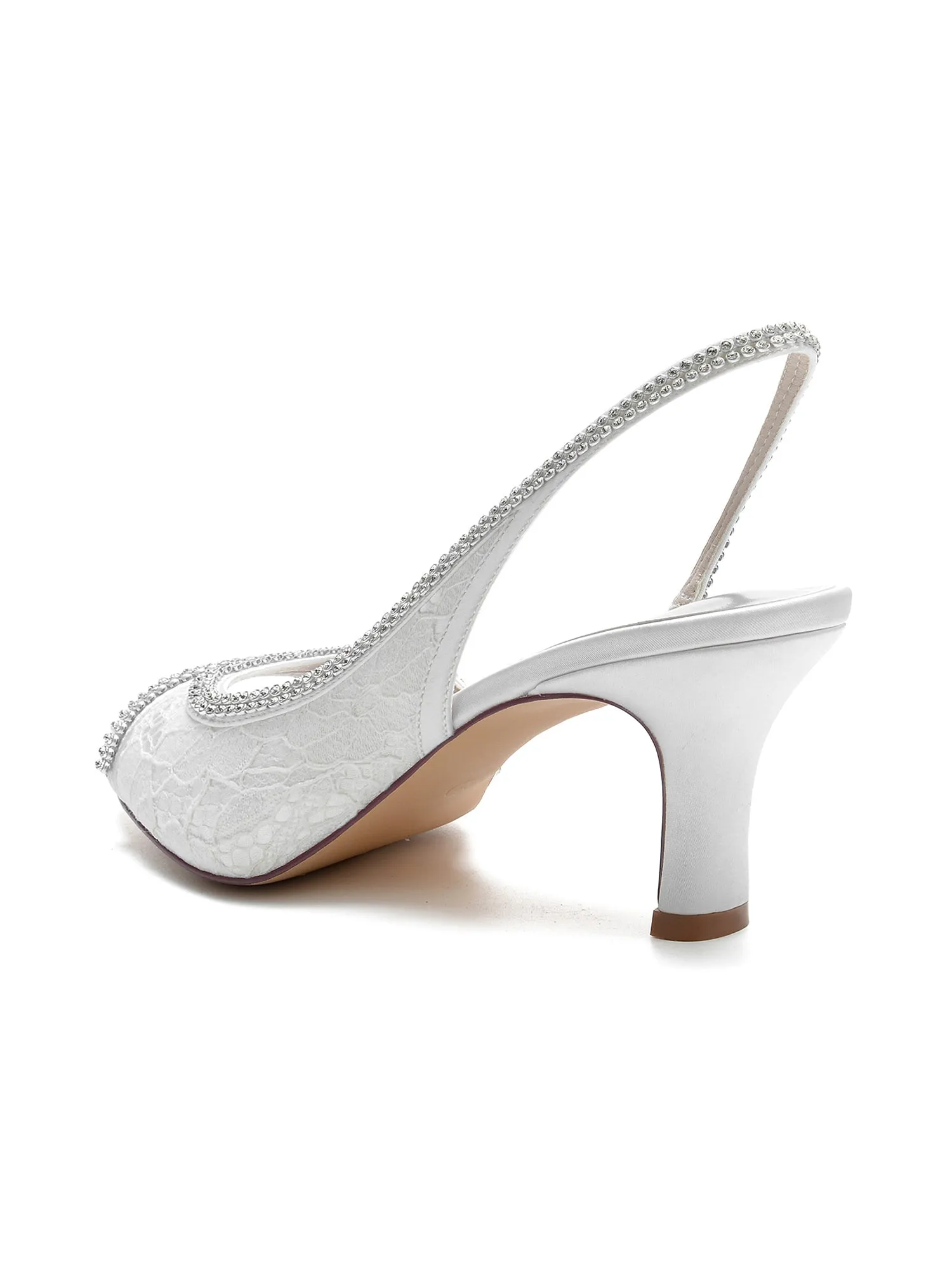 Crystal Embellished Peep Toe Slingback Sandals