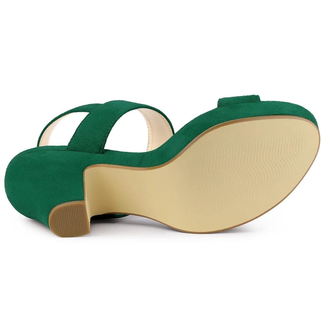 Faux Suede Platform Chunky High Heel Slingback Sandals