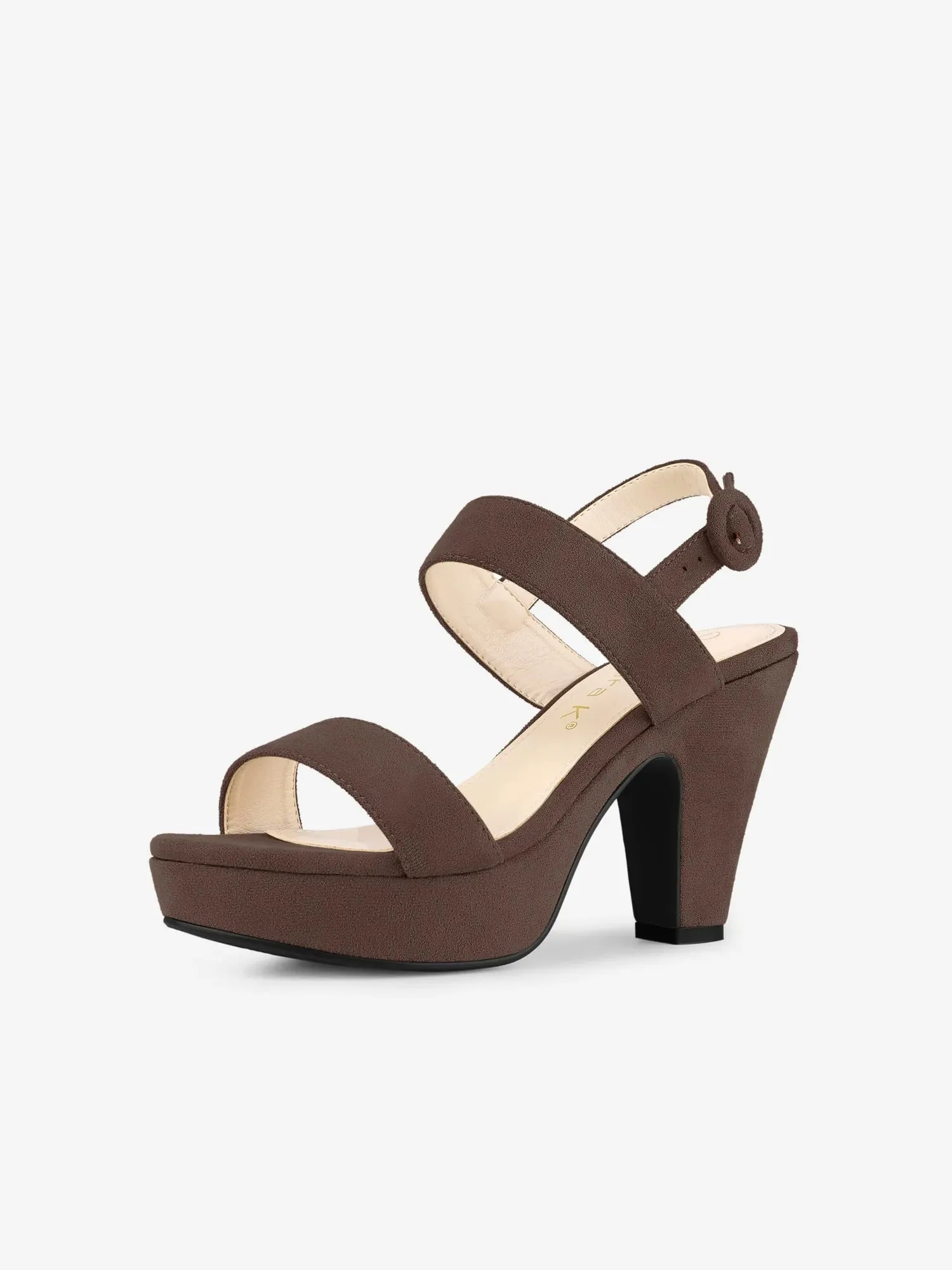 Faux Suede Platform Chunky High Heel Slingback Sandals