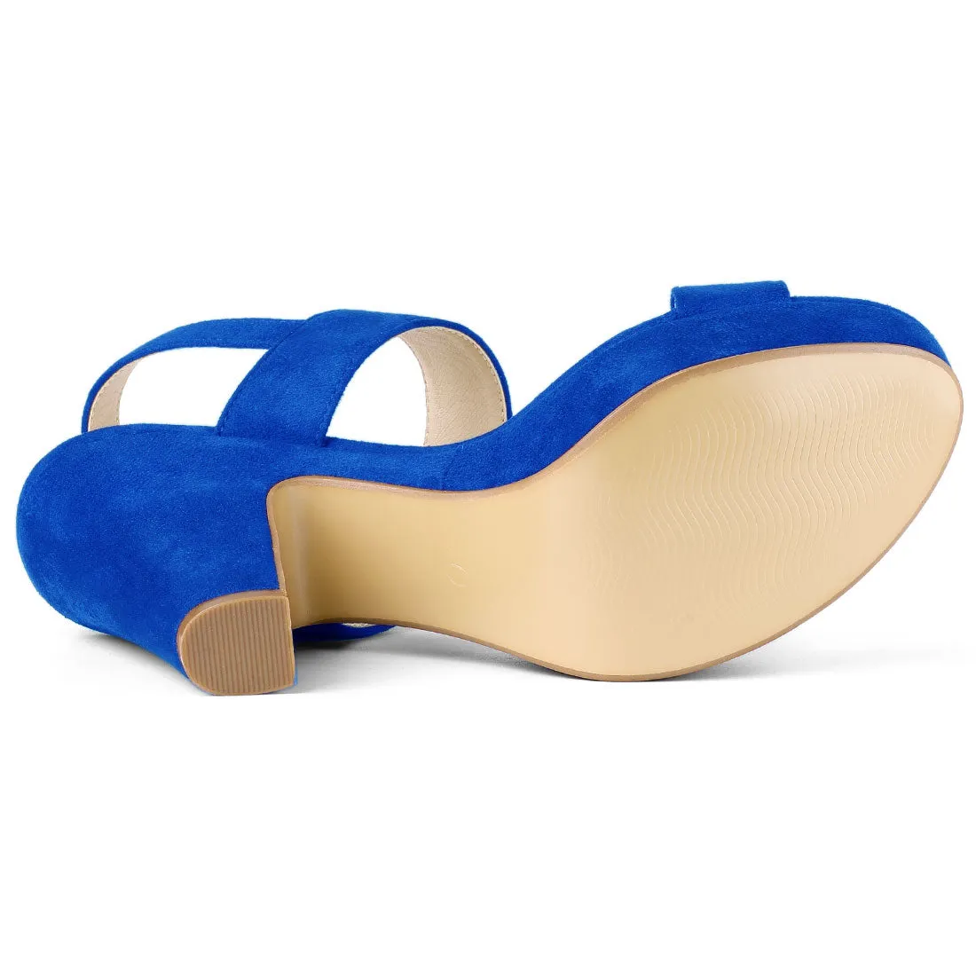 Faux Suede Platform Chunky High Heel Slingback Sandals