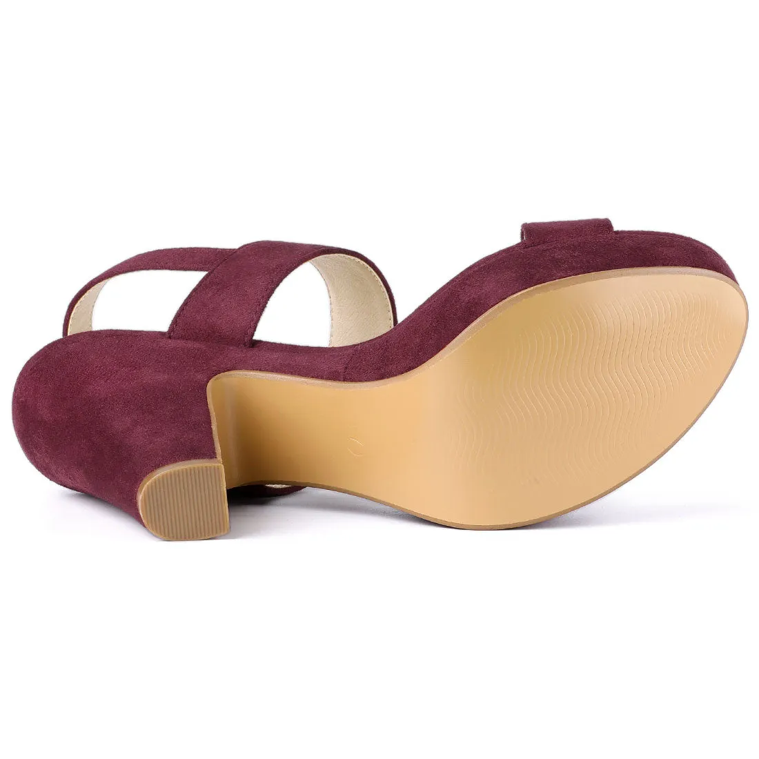 Faux Suede Platform Chunky High Heel Slingback Sandals