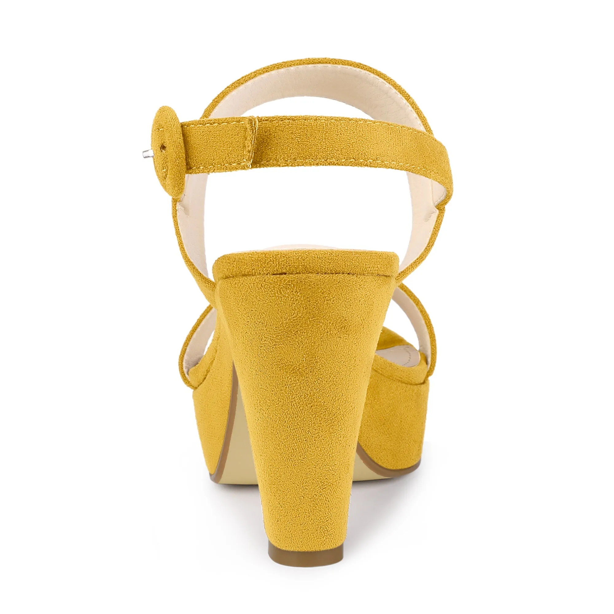 Faux Suede Platform Chunky High Heel Slingback Sandals