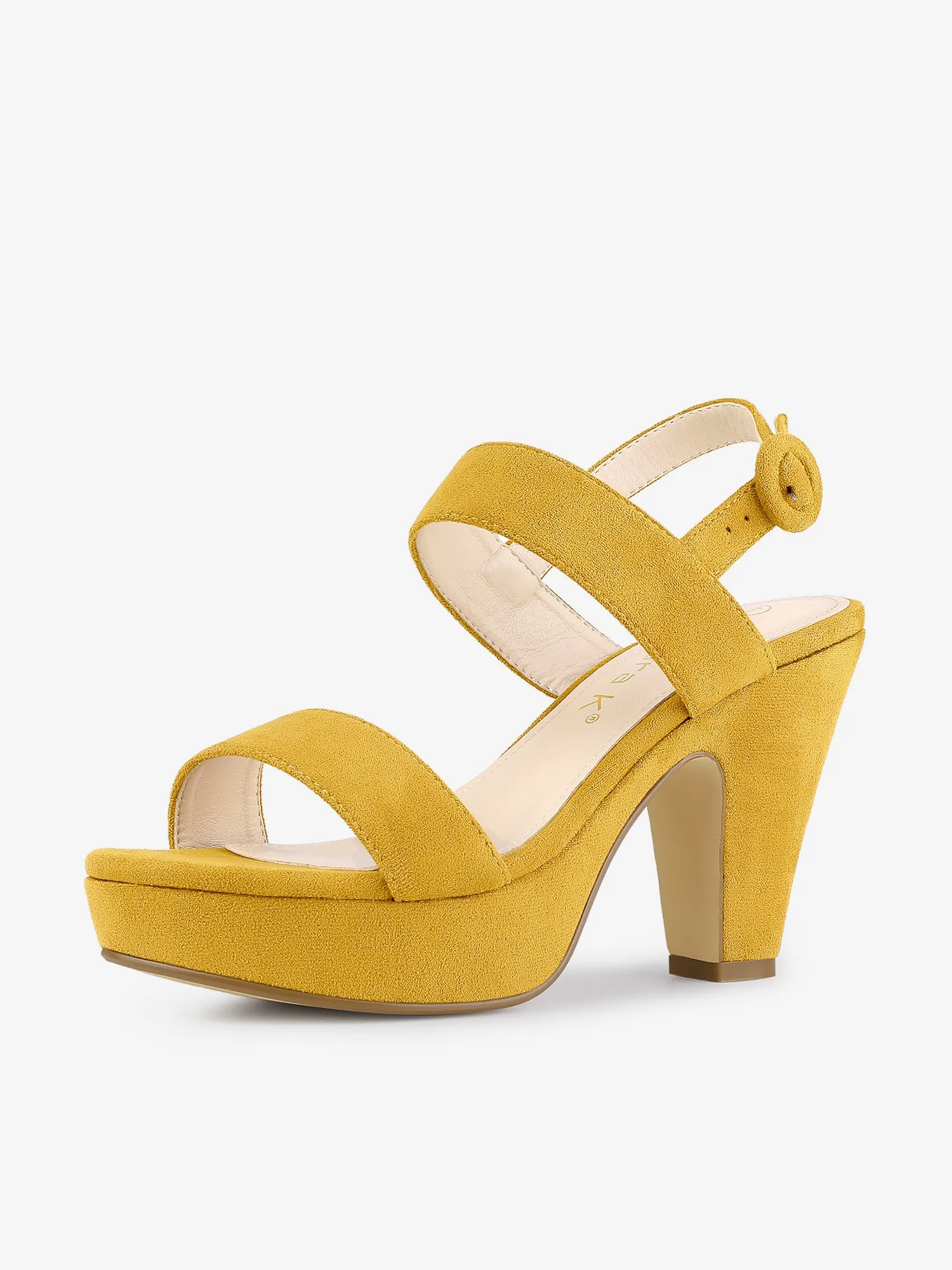 Faux Suede Platform Chunky High Heel Slingback Sandals