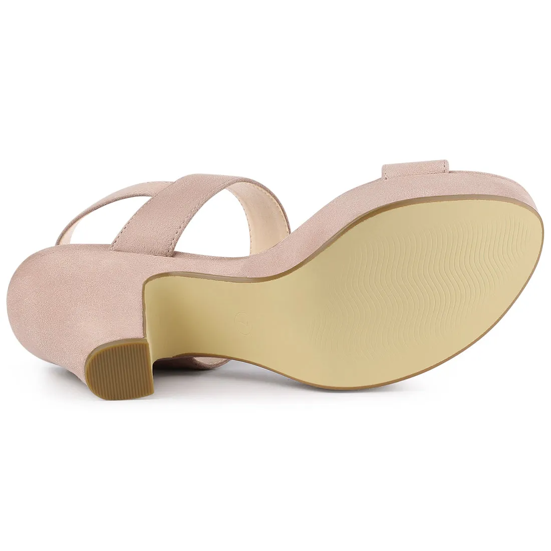 Faux Suede Platform Chunky High Heel Slingback Sandals