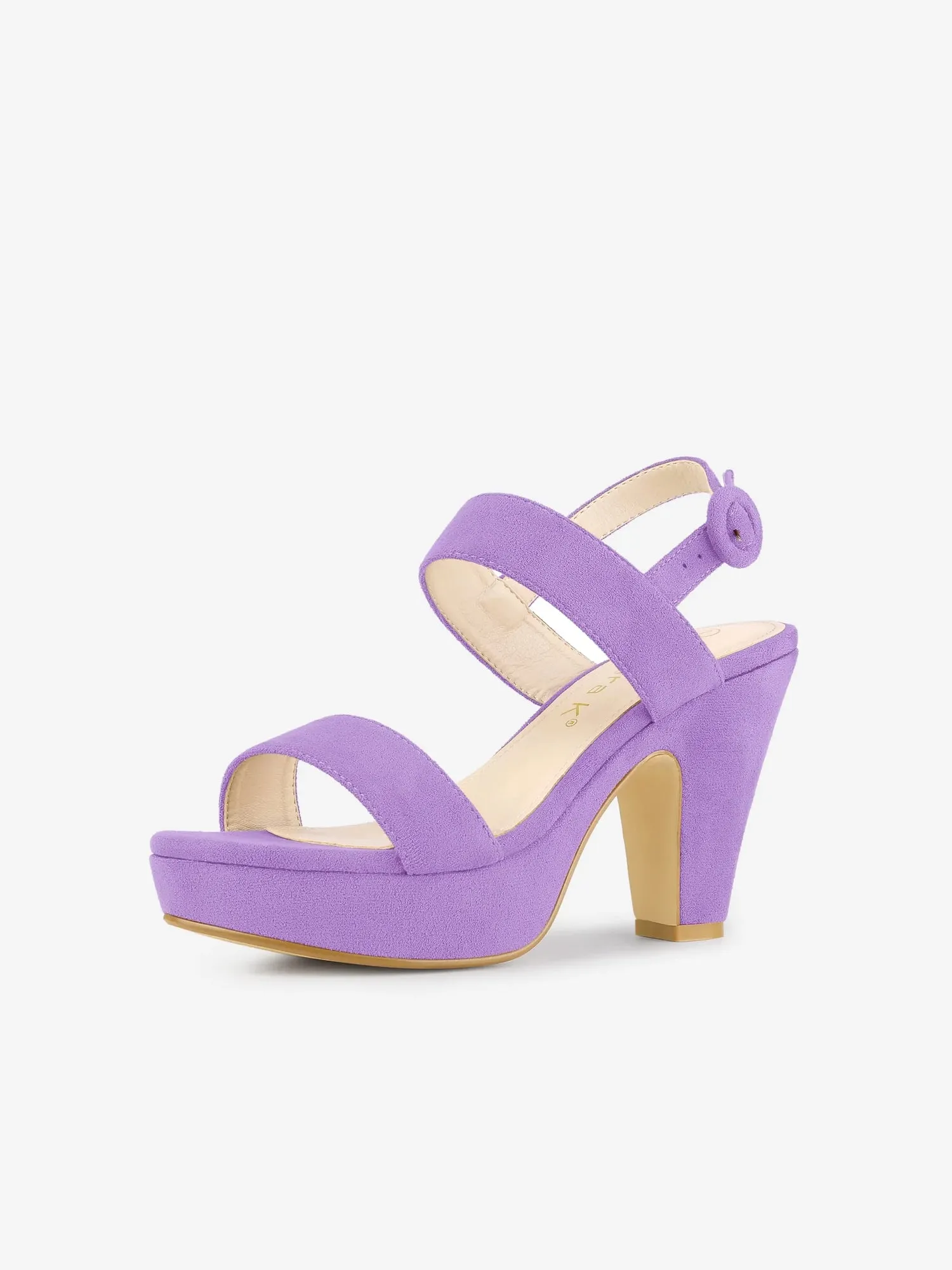 Faux Suede Platform Chunky High Heel Slingback Sandals