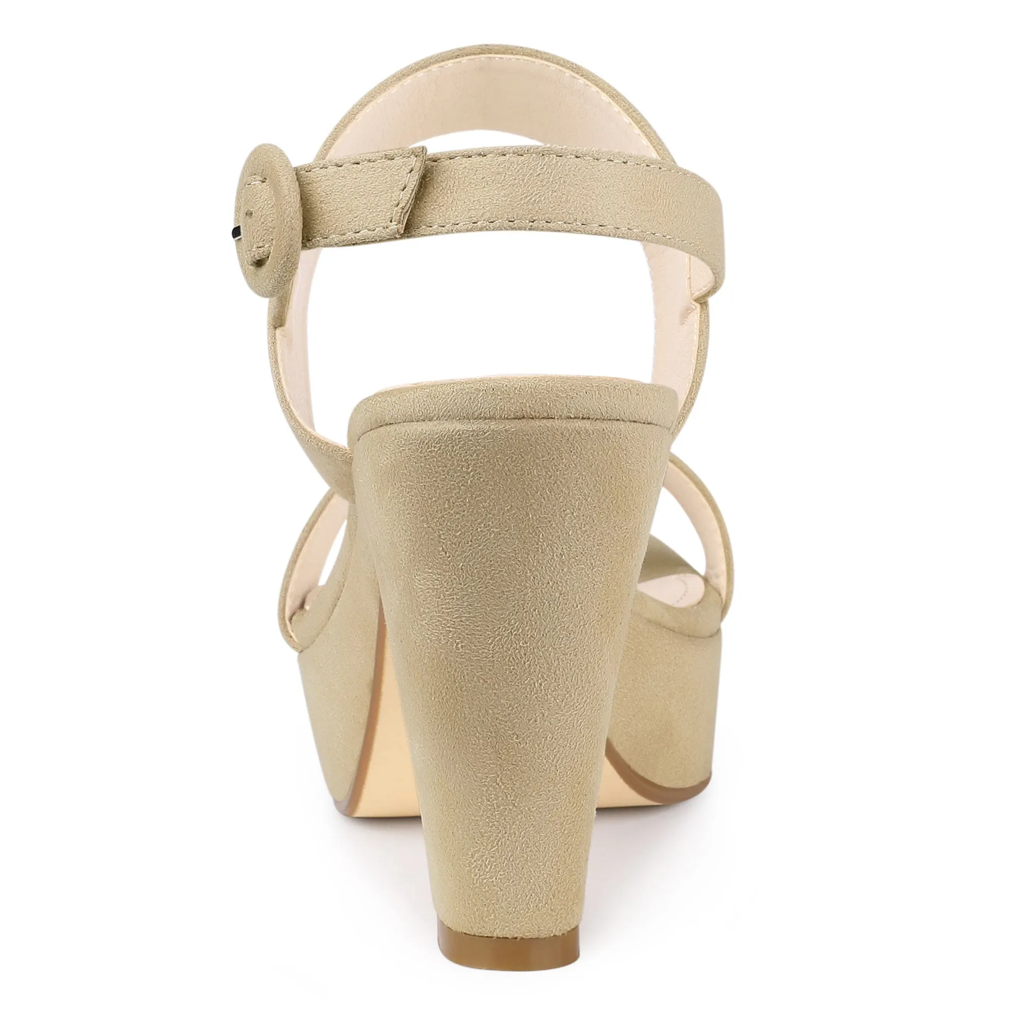 Faux Suede Platform Chunky High Heel Slingback Sandals