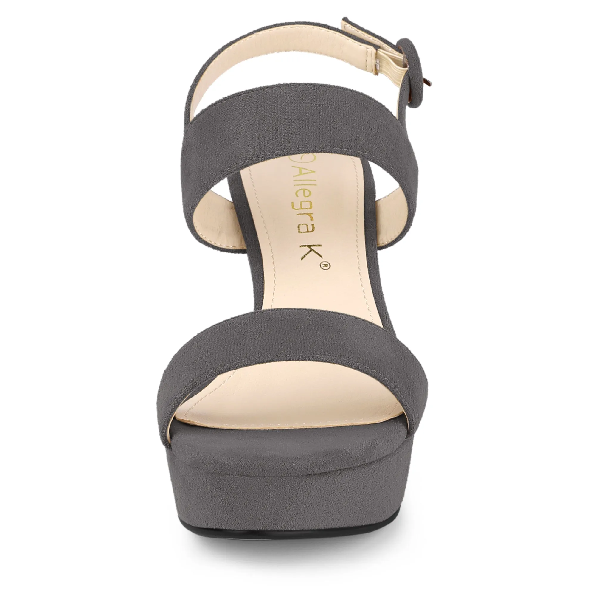 Faux Suede Platform Chunky High Heel Slingback Sandals