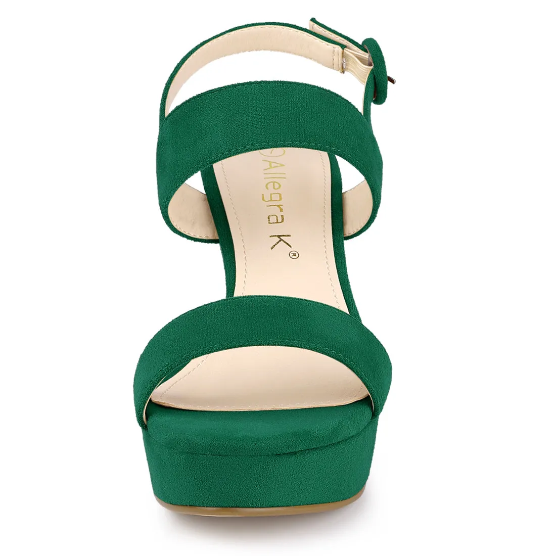 Faux Suede Platform Chunky High Heel Slingback Sandals