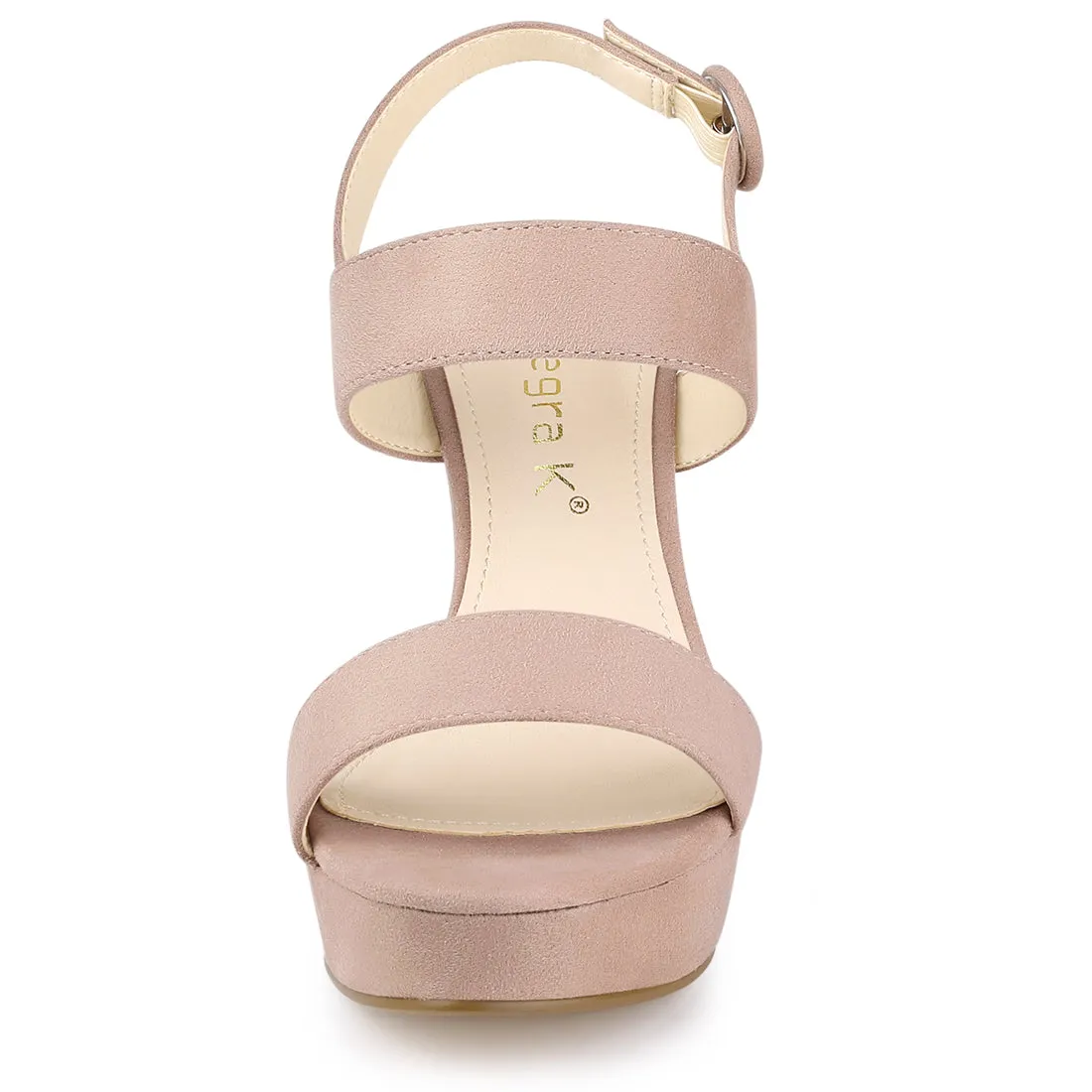 Faux Suede Platform Chunky High Heel Slingback Sandals