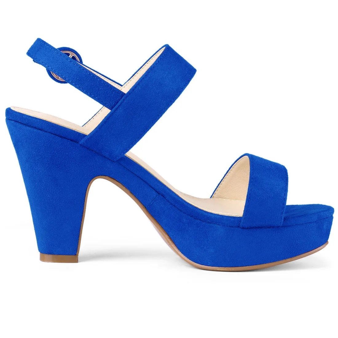Faux Suede Platform Chunky High Heel Slingback Sandals