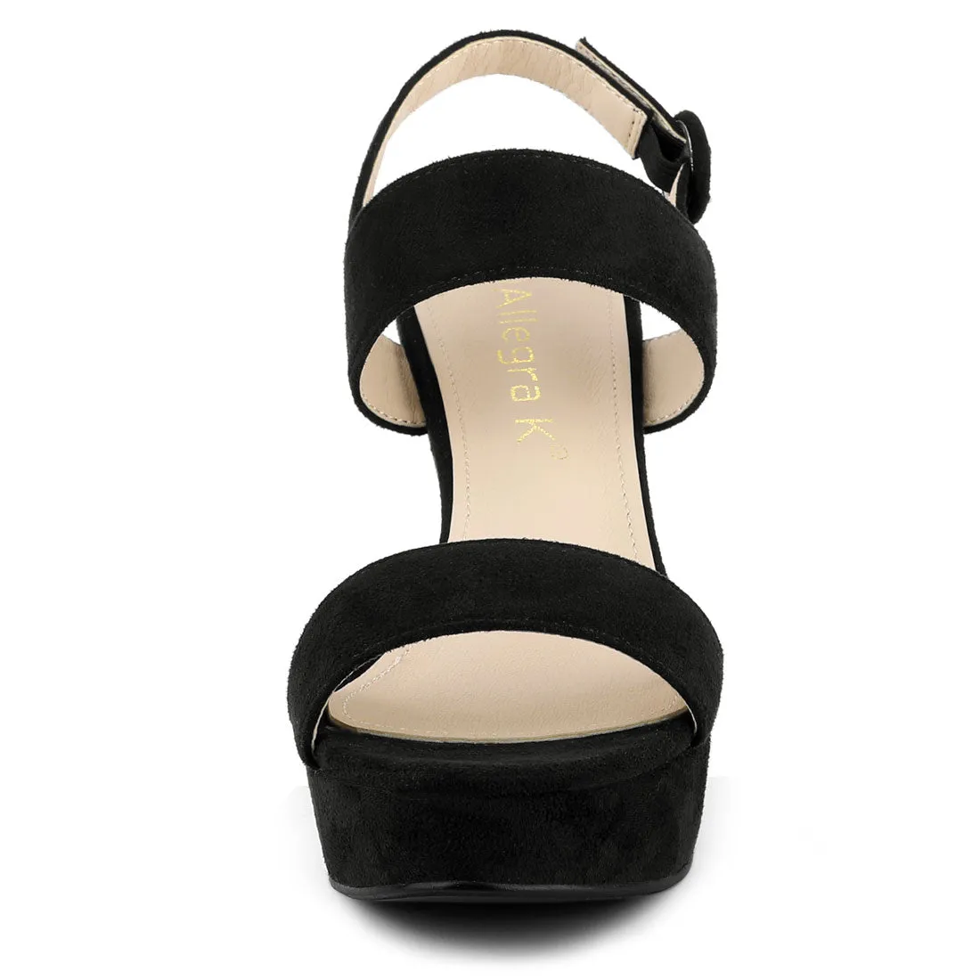 Faux Suede Platform Chunky High Heel Slingback Sandals