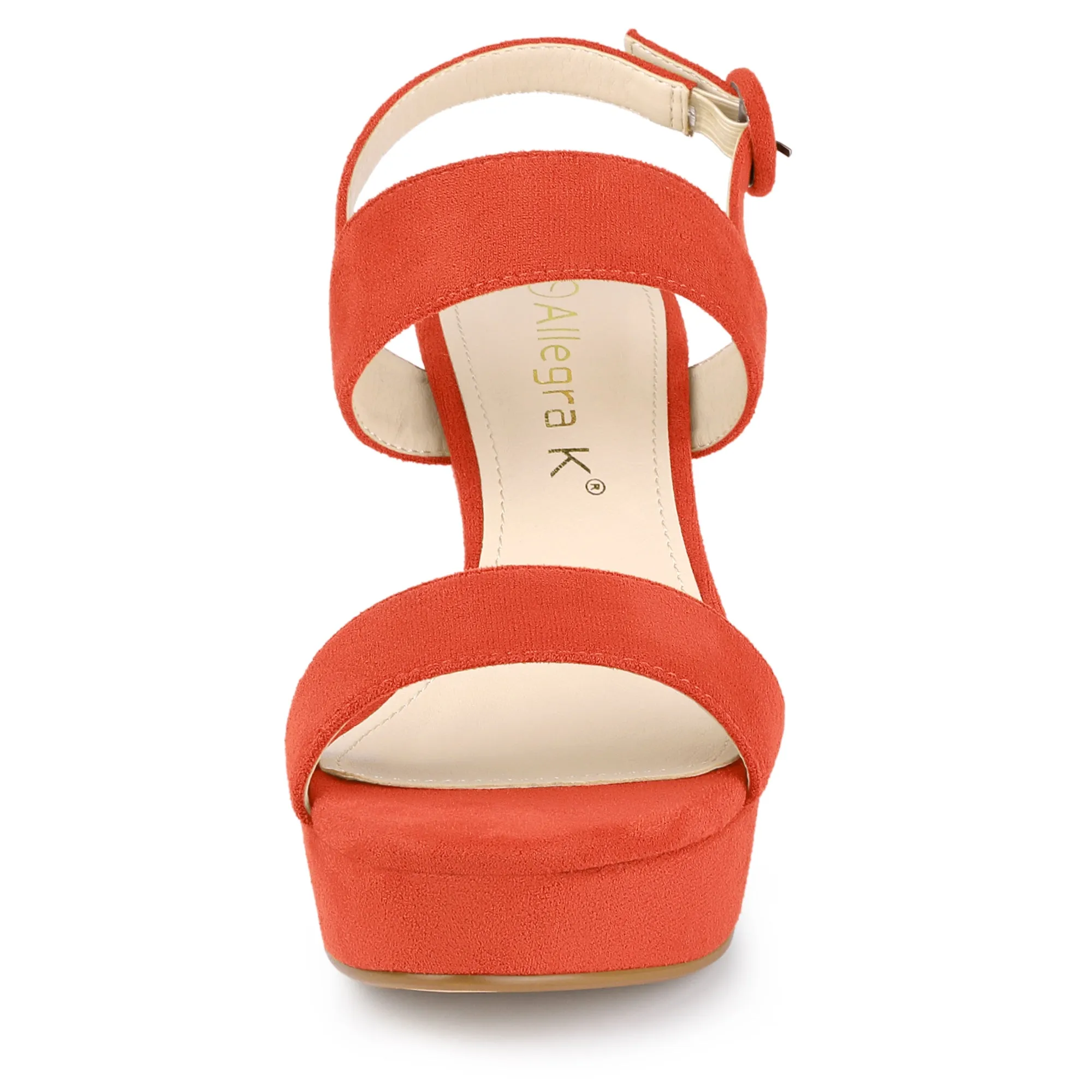 Faux Suede Platform Chunky High Heel Slingback Sandals