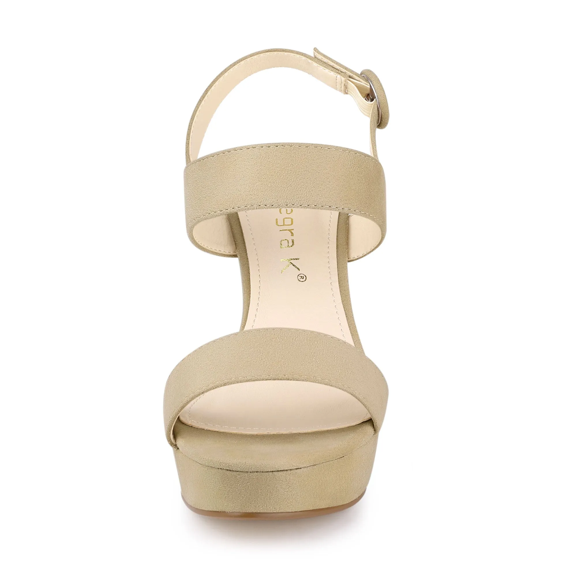 Faux Suede Platform Chunky High Heel Slingback Sandals