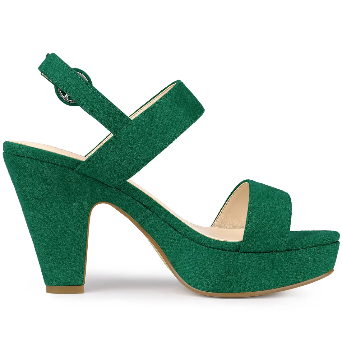 Faux Suede Platform Chunky High Heel Slingback Sandals