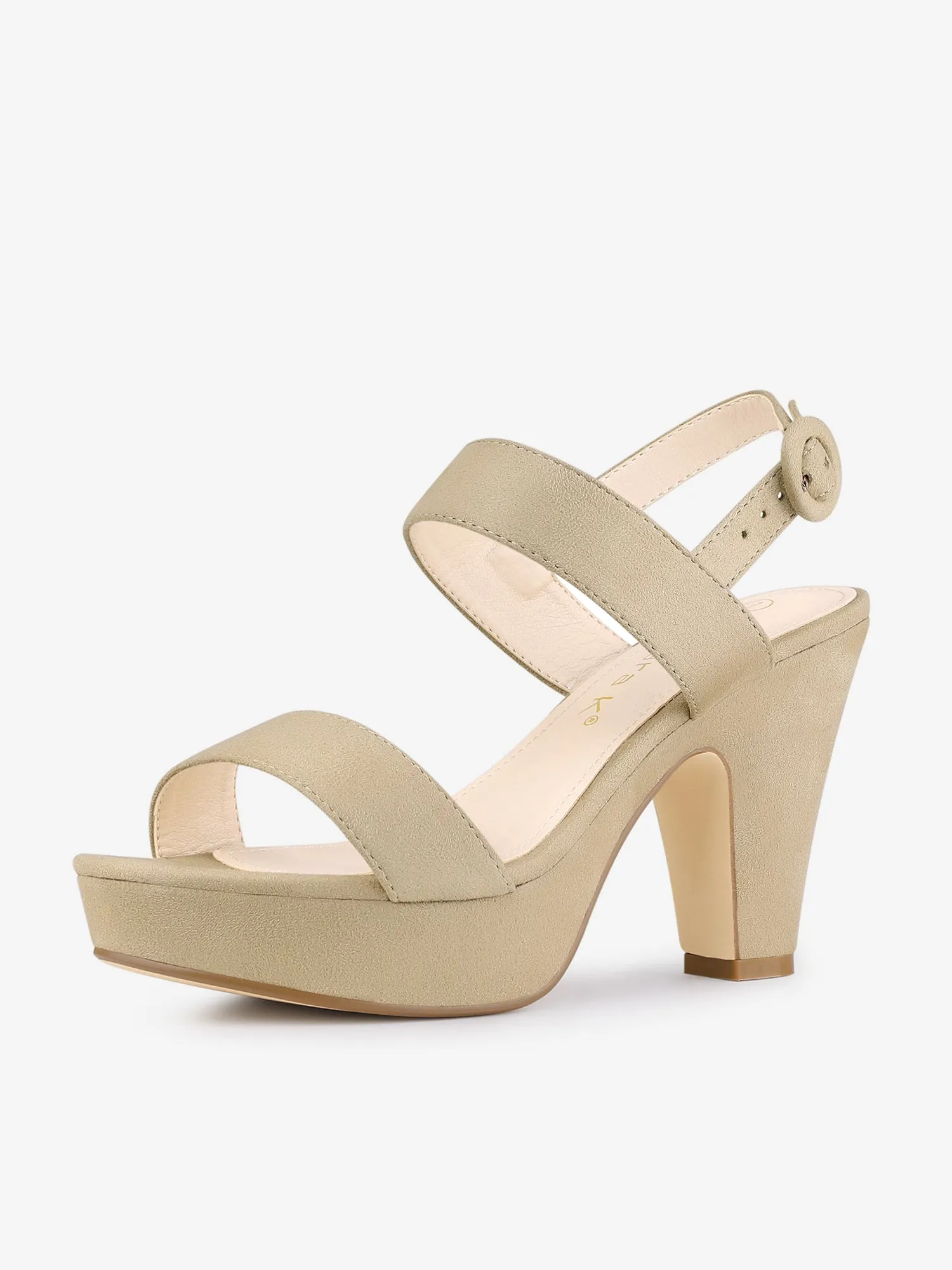 Faux Suede Platform Chunky High Heel Slingback Sandals