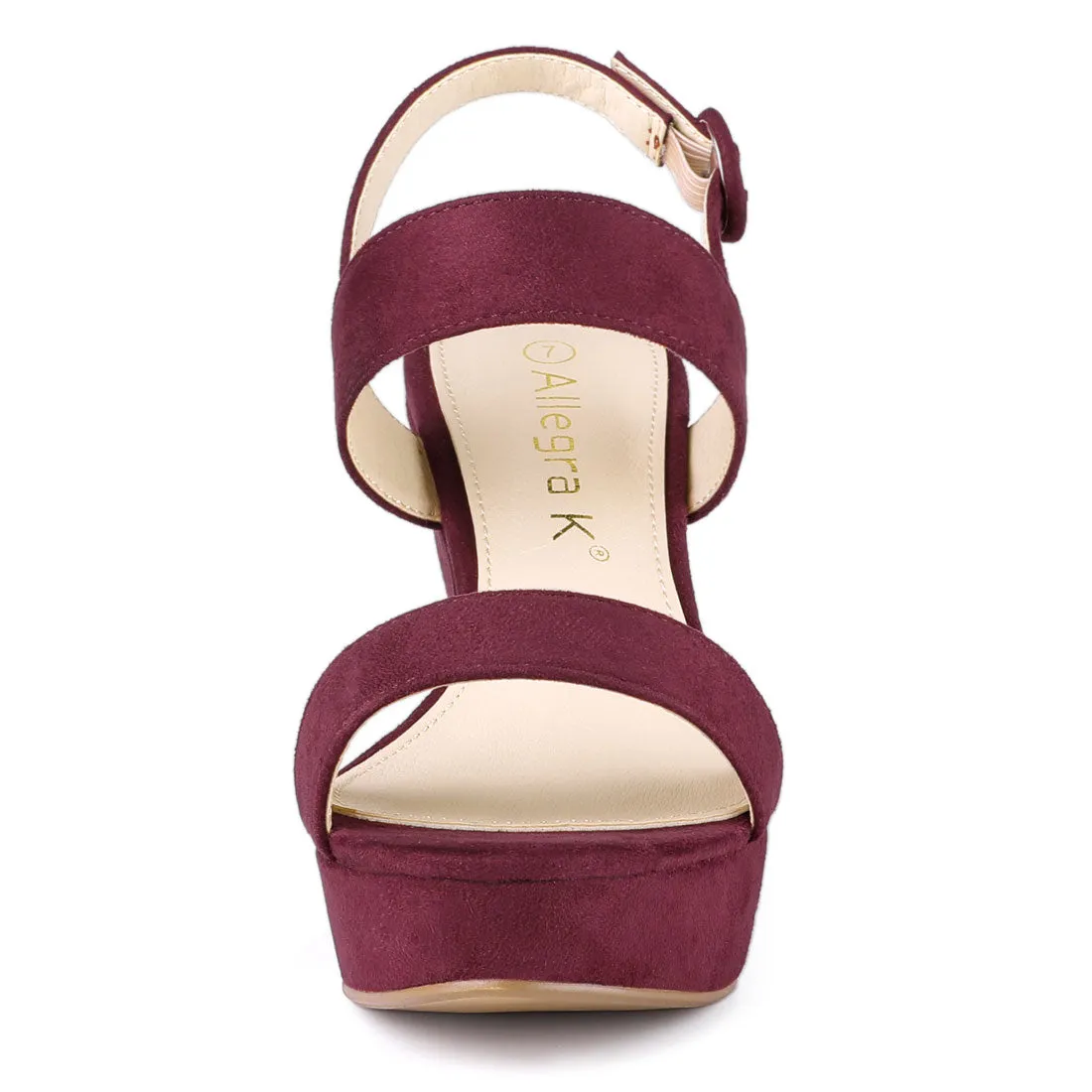 Faux Suede Platform Chunky High Heel Slingback Sandals