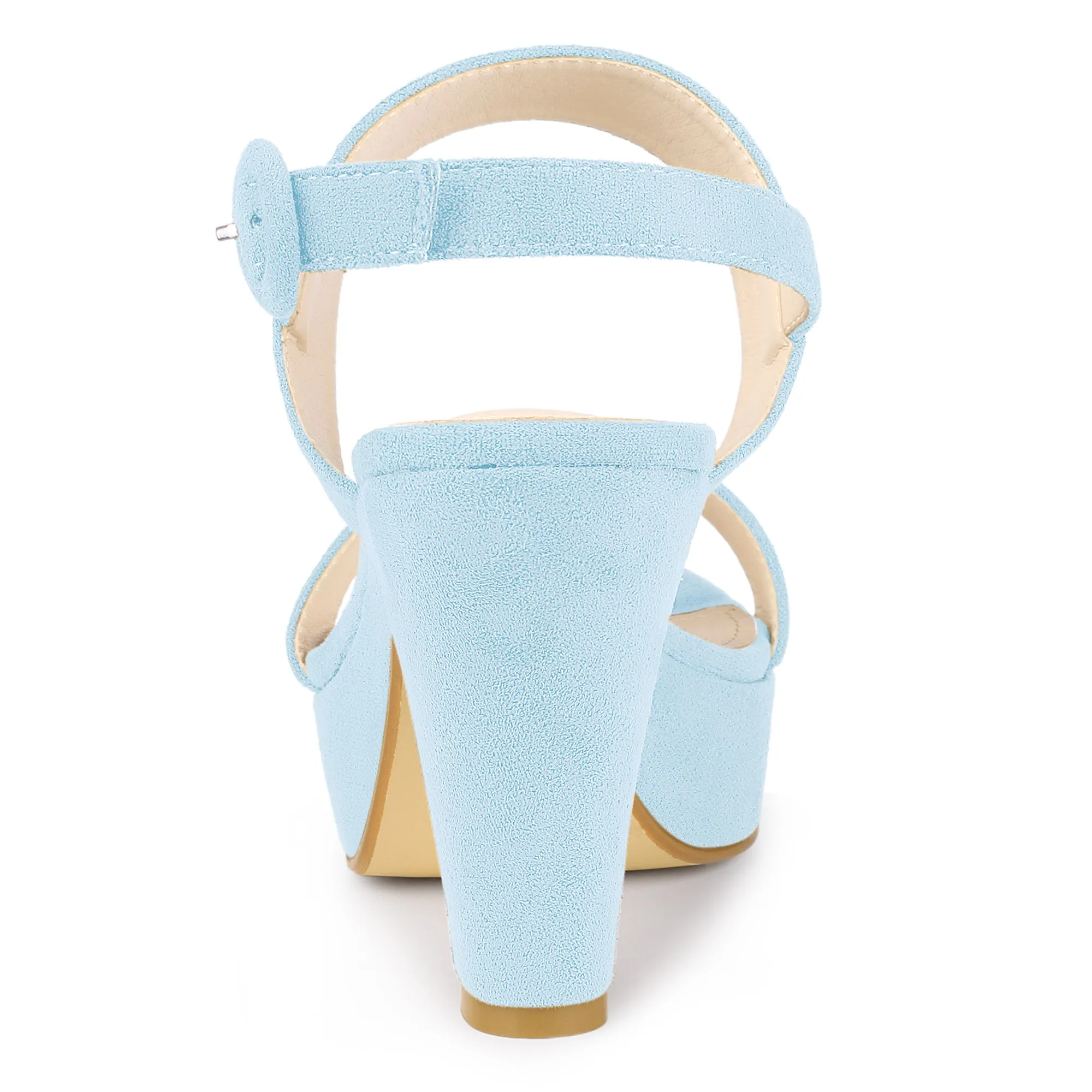 Faux Suede Platform Chunky High Heel Slingback Sandals