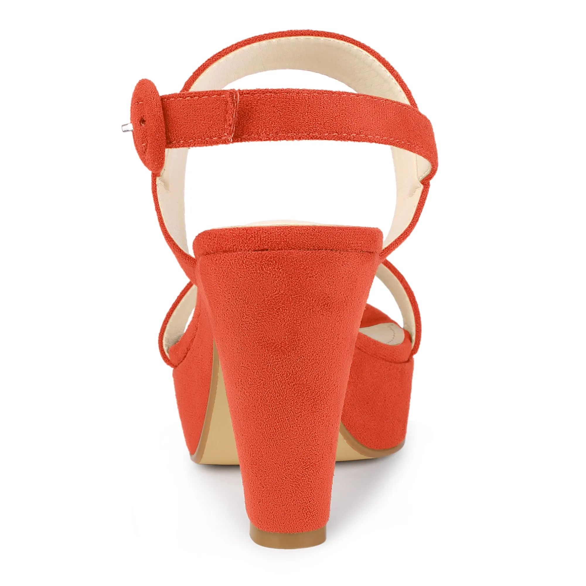Faux Suede Platform Chunky High Heel Slingback Sandals