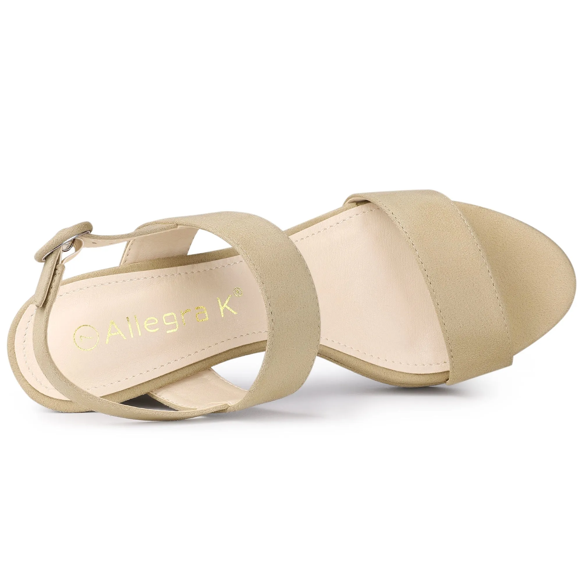 Faux Suede Platform Chunky High Heel Slingback Sandals
