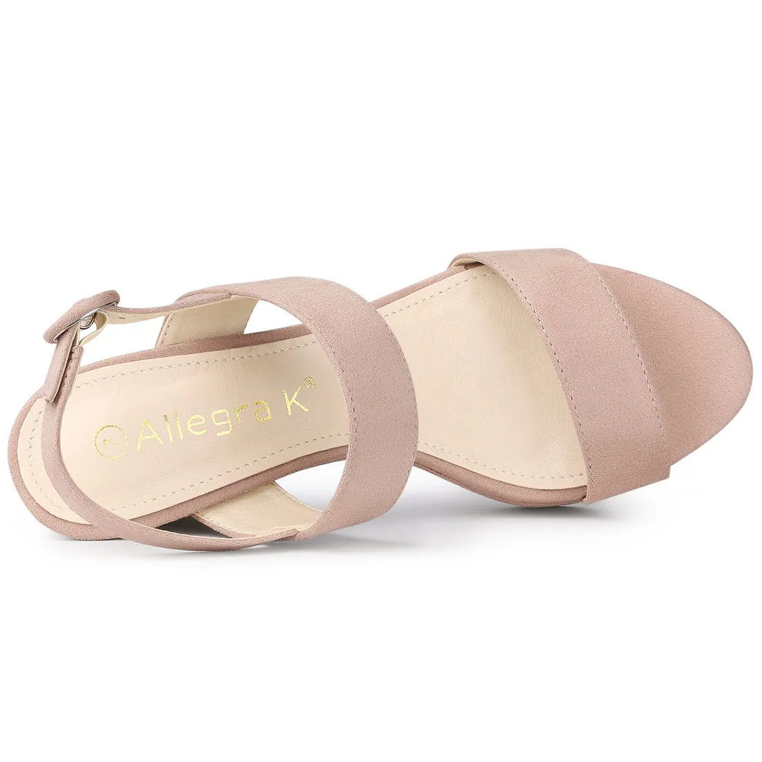 Faux Suede Platform Chunky High Heel Slingback Sandals
