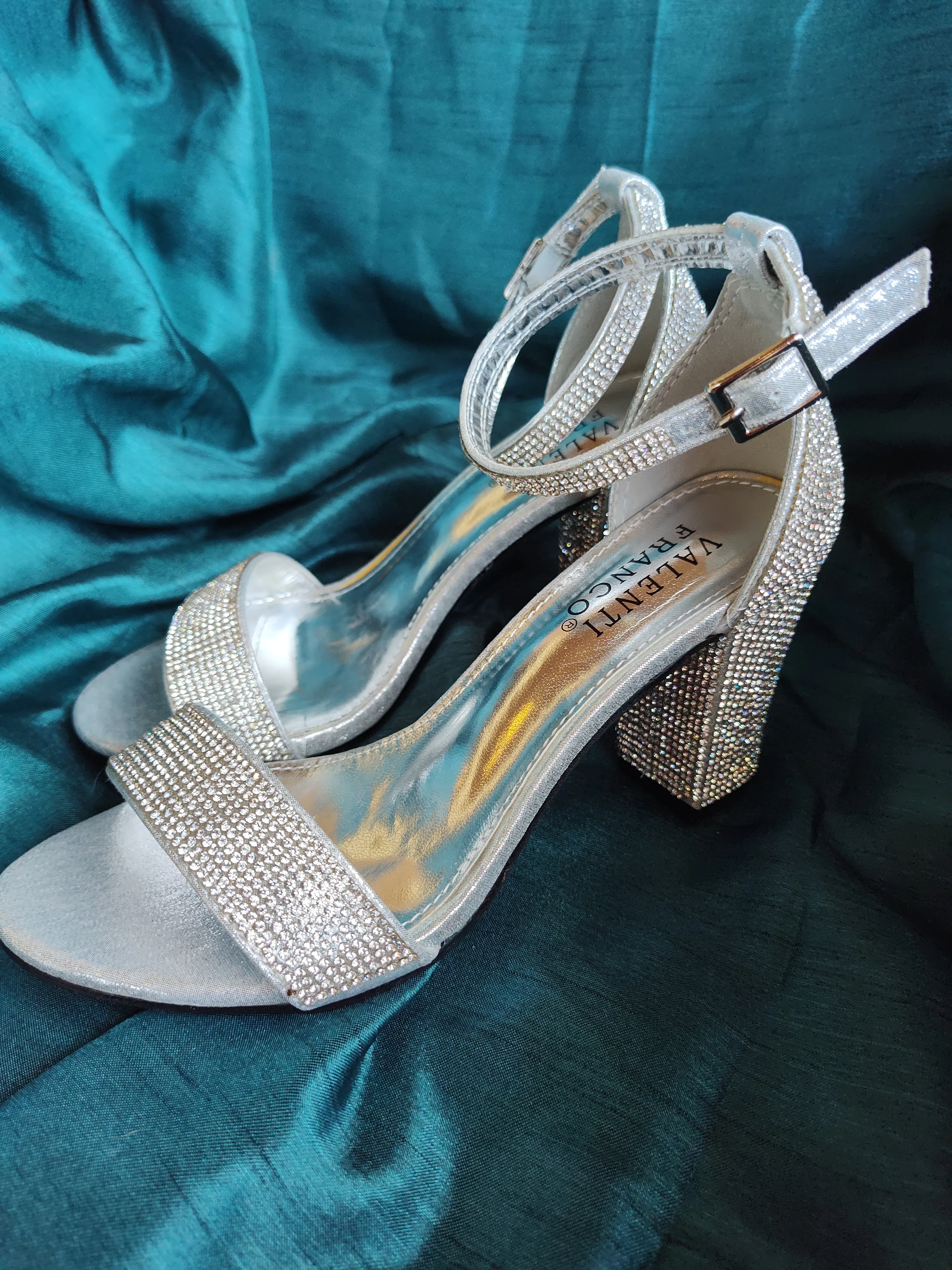Glitzy Ankle Strap Heeled Sandal | Ava