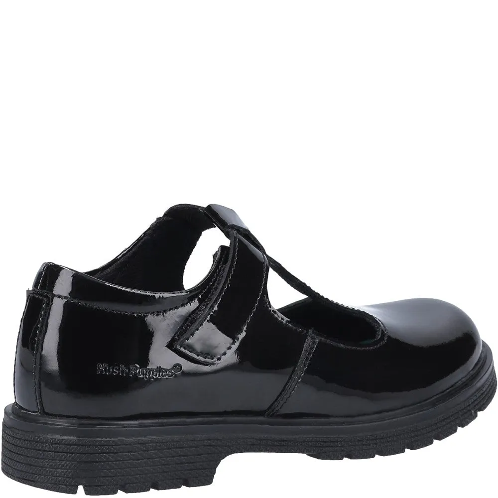 Hush Puppies Gracie Junior Patent School Shoes