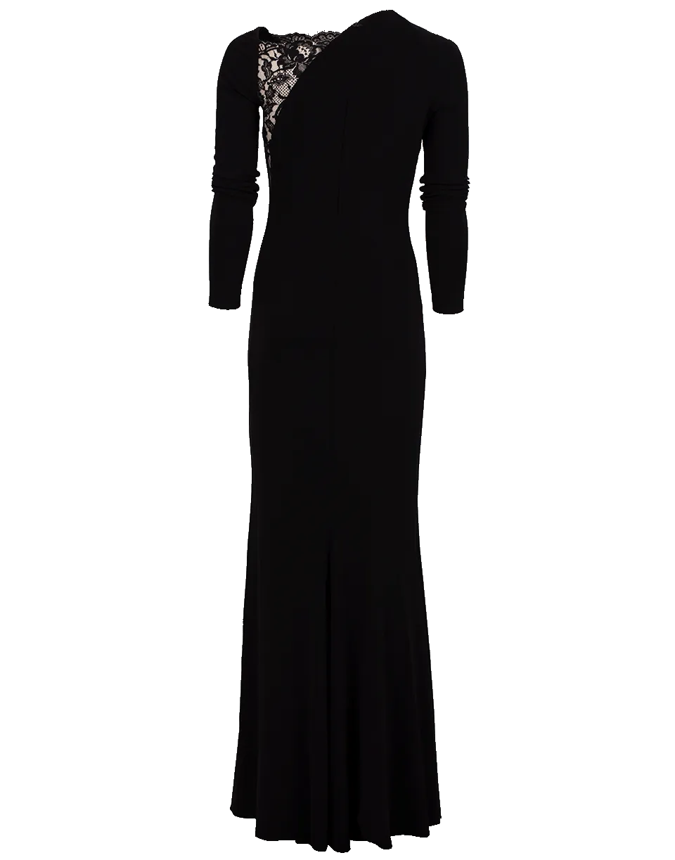 Jersey Gown with Lace Inserts