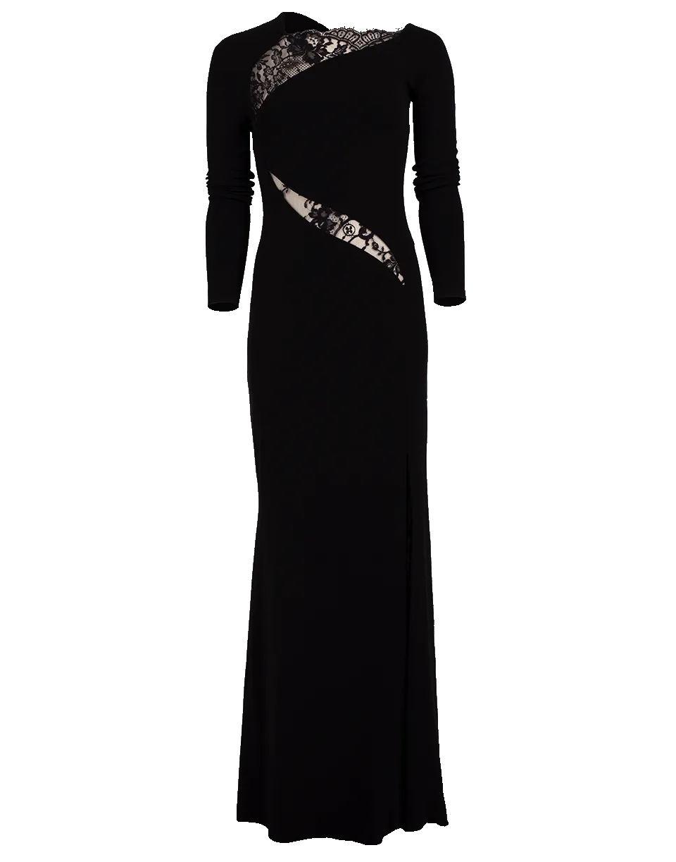 Jersey Gown with Lace Inserts