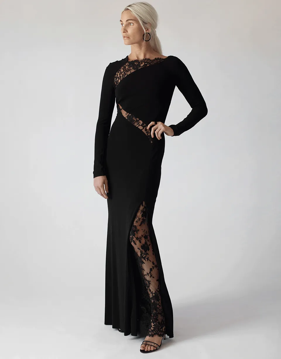 Jersey Gown with Lace Inserts