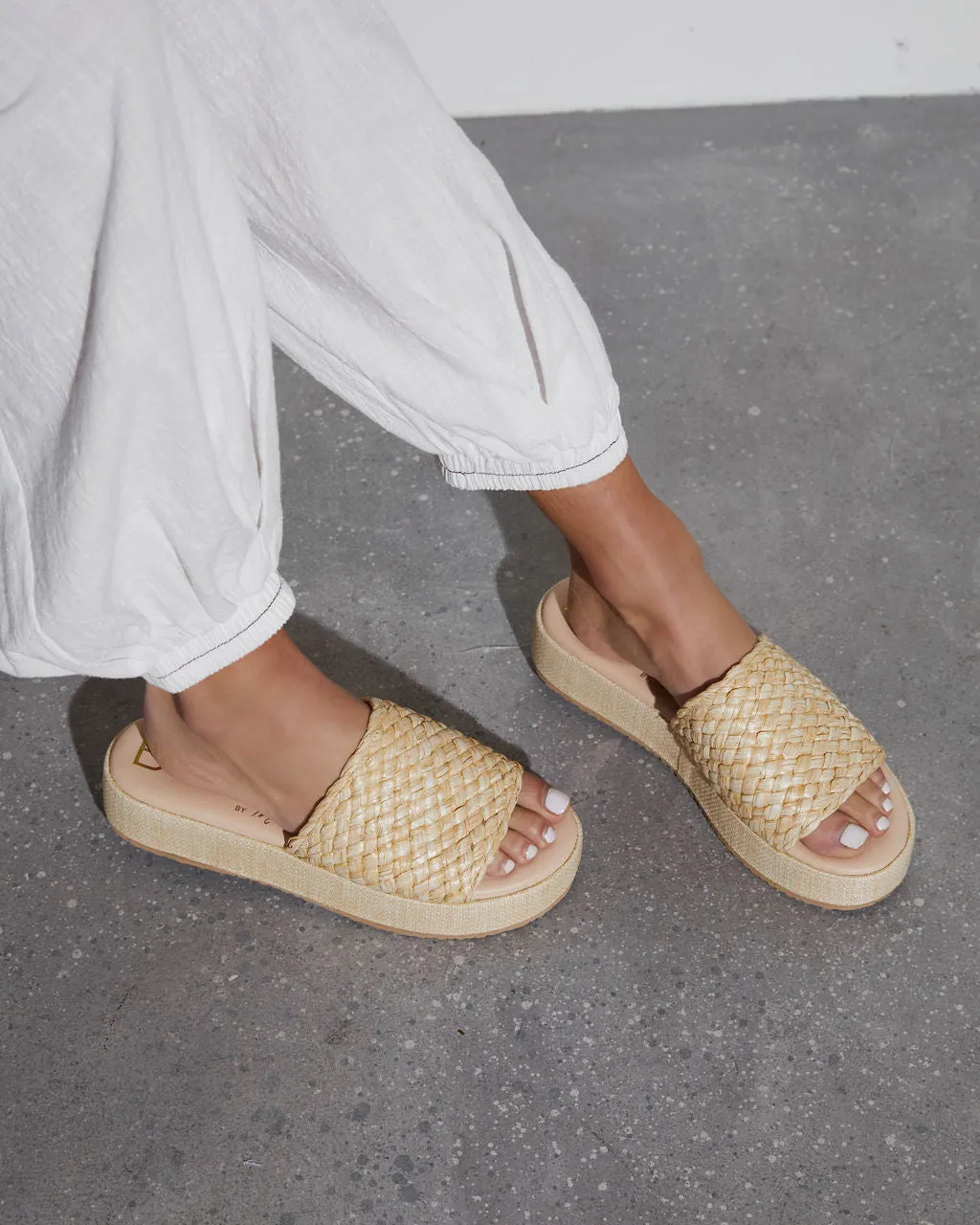 Lotus Braided Raffia Platform Sandals