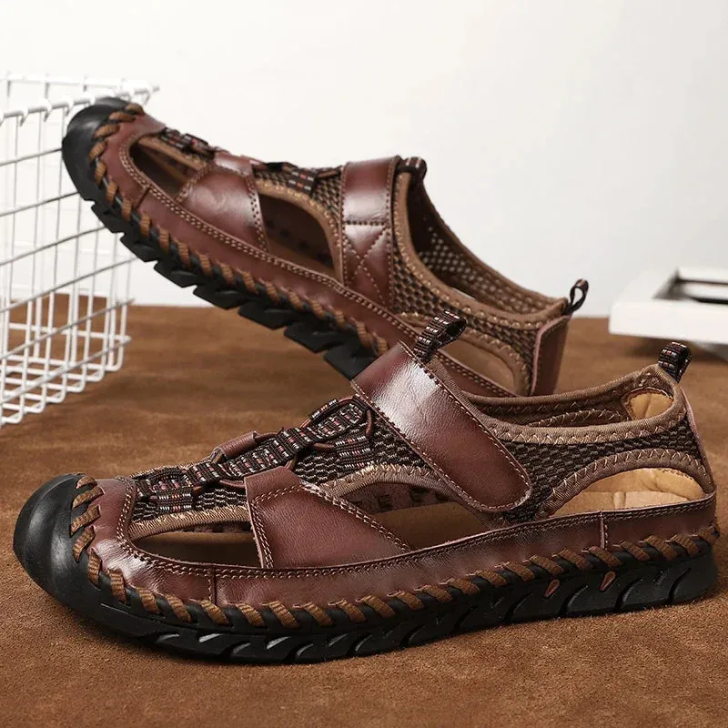 Men's Sandals Summer Leather Breathable Men Original Sandals Luxury Designer Moccasins Summer Men's Slippers Shoes